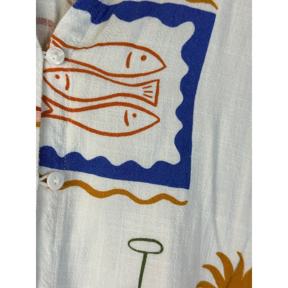 Label of Love Women Button down Easy Shirt Medium Muti Boho Rayon Linen Summer - Picture 4 of 16
